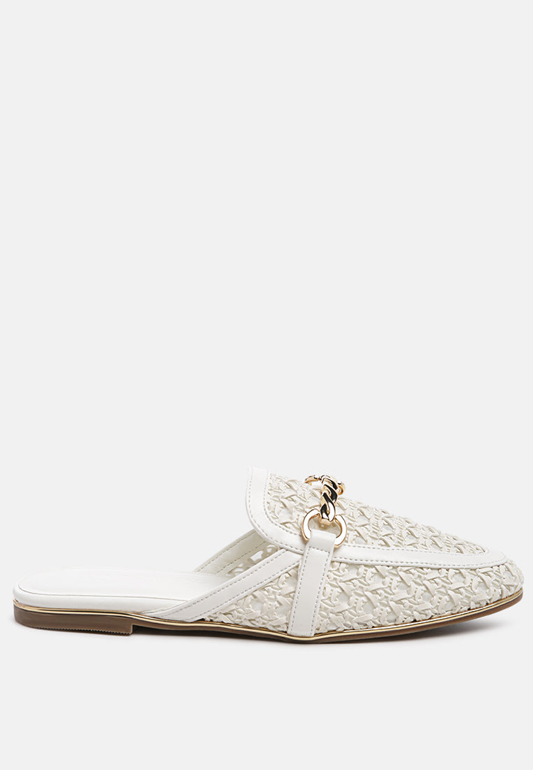 Ophelia Lattice Edge Woven Flat Mules-0