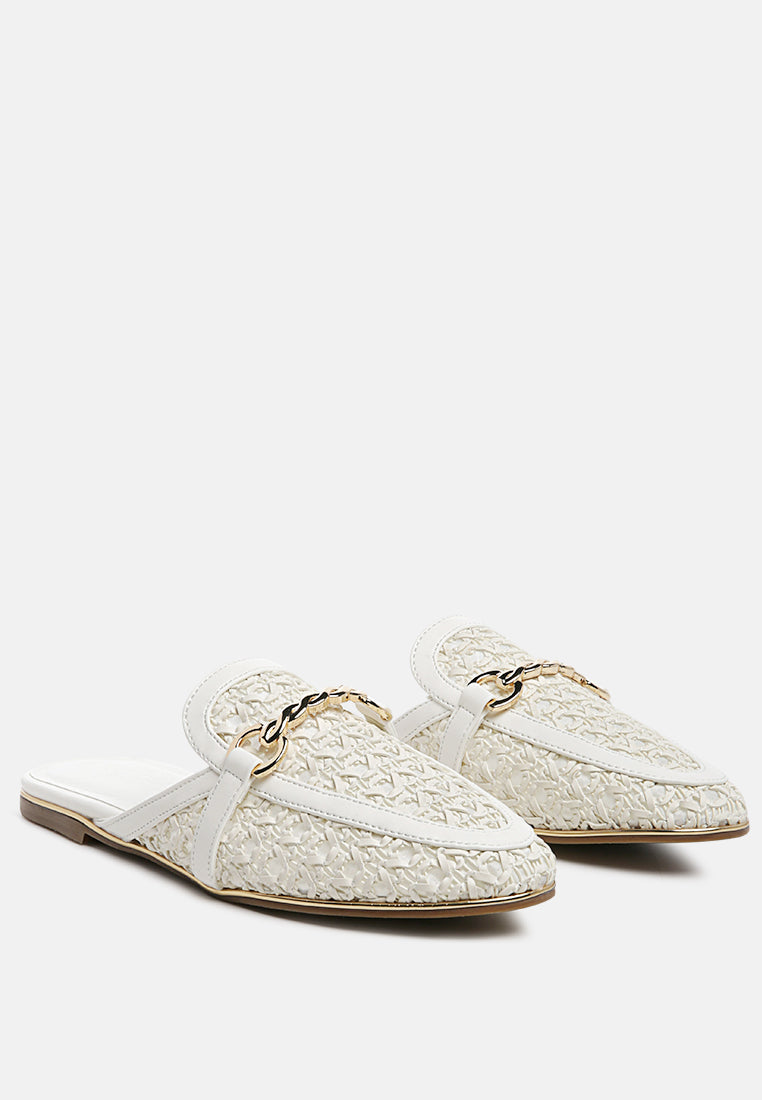 Ophelia Lattice Edge Woven Flat Mules-1