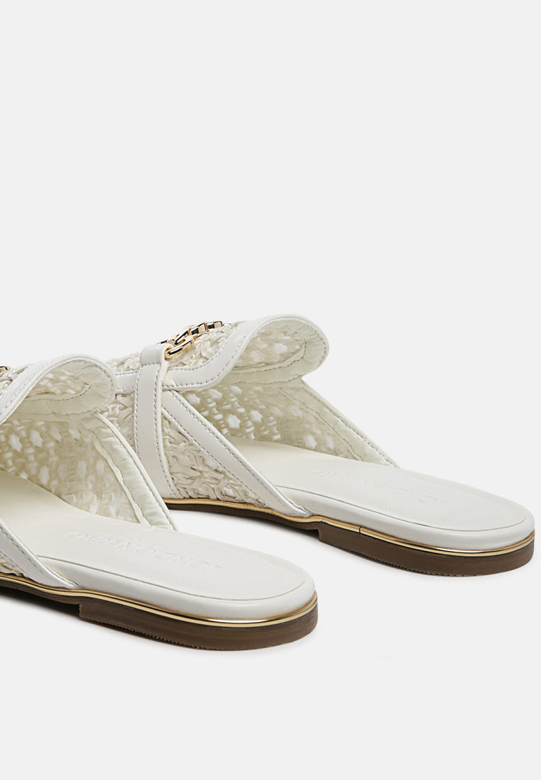 Ophelia Lattice Edge Woven Flat Mules-2