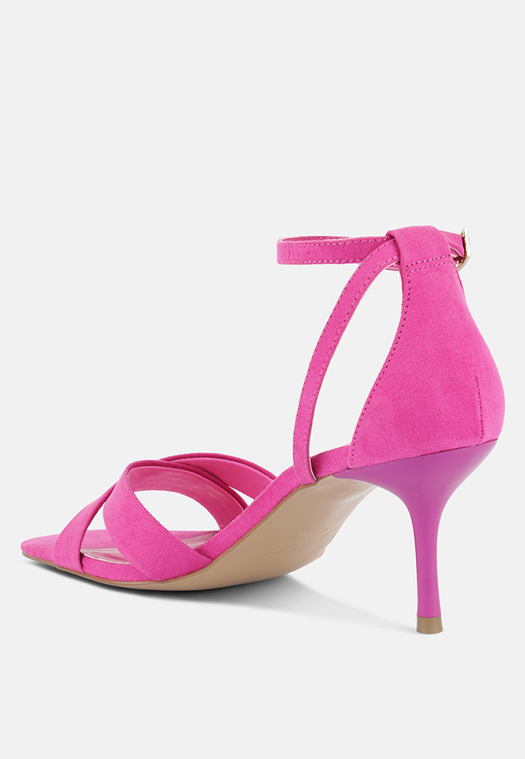 Oraiku Faux Suede Cross Strap Heels-2