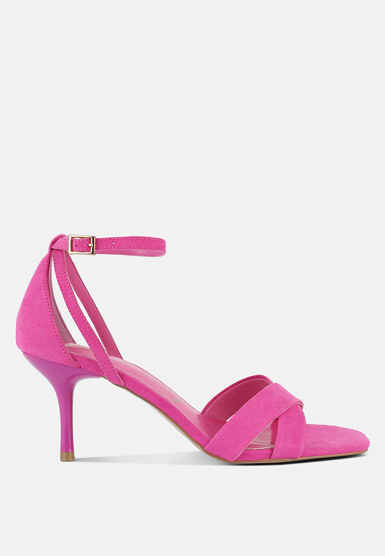 Oraiku Faux Suede Cross Strap Heels-0
