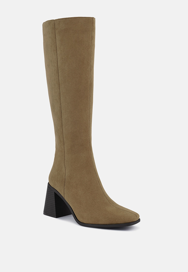 Paytin Faux Leather Block Heel Calf Length Boots-2