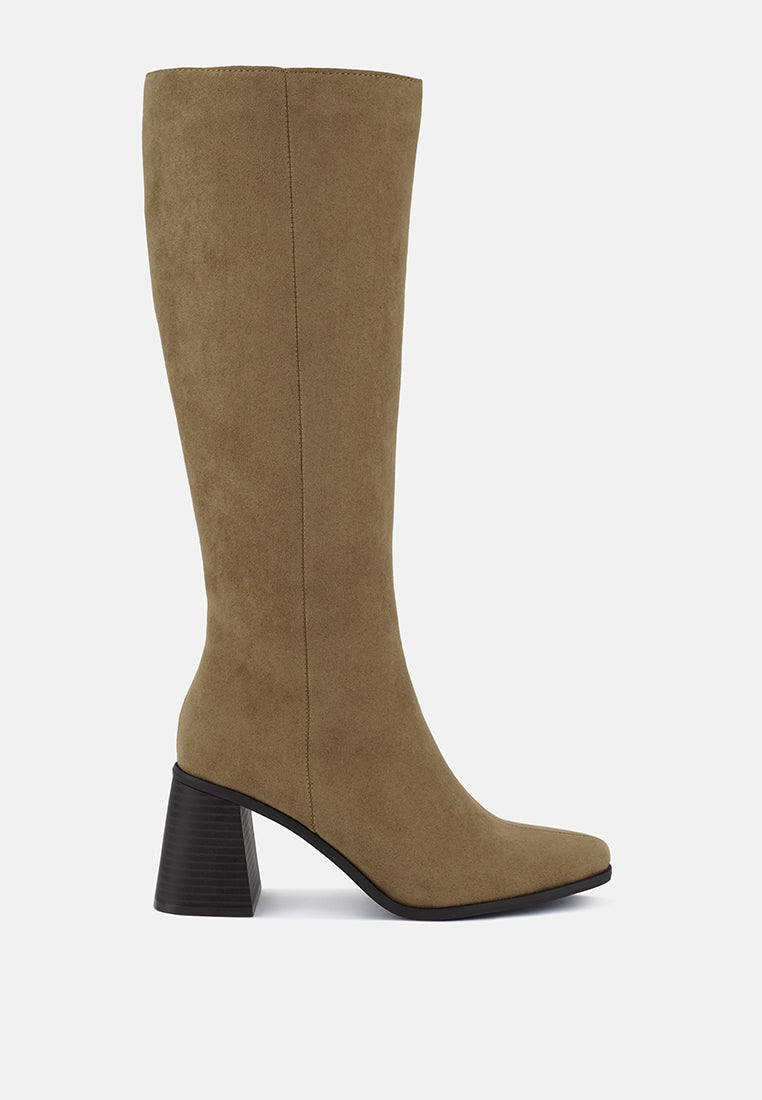Paytin Faux Leather Block Heel Calf Length Boots-0