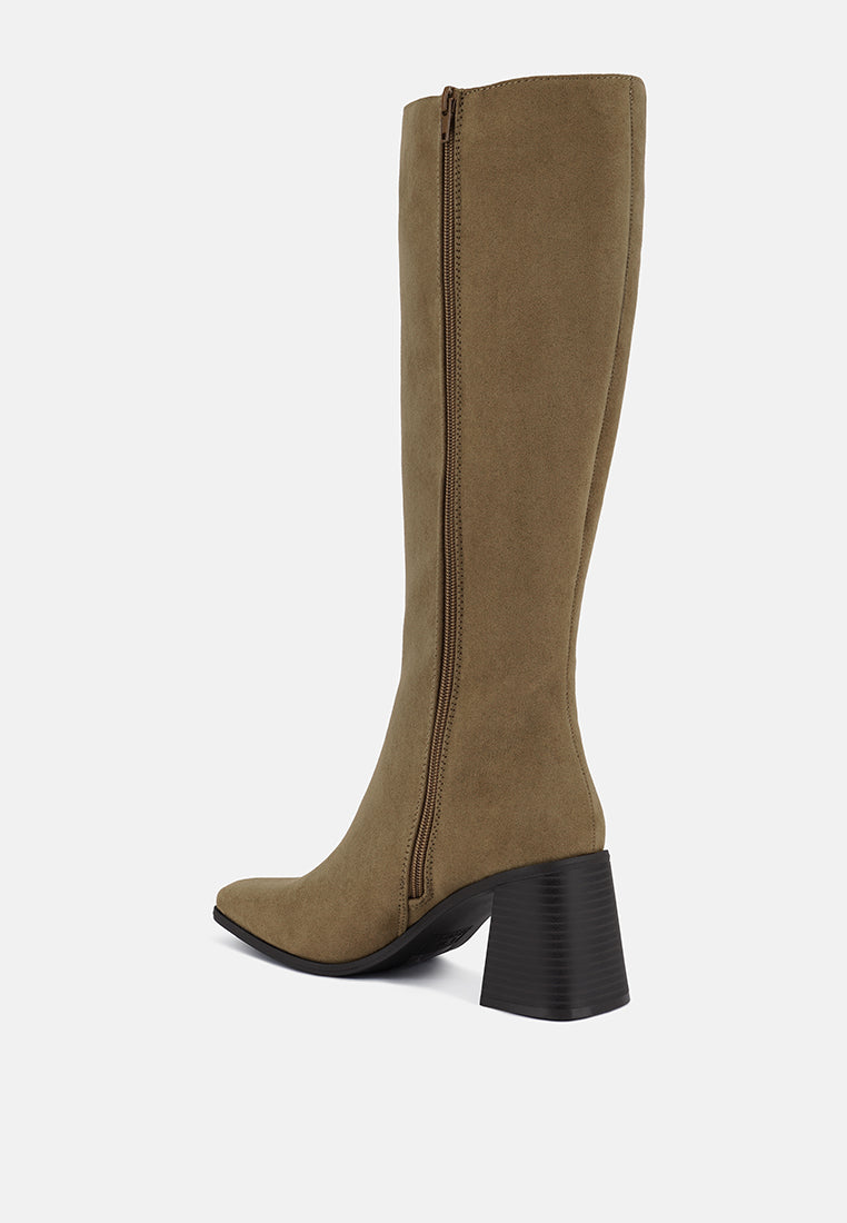 Paytin Faux Leather Block Heel Calf Length Boots-3