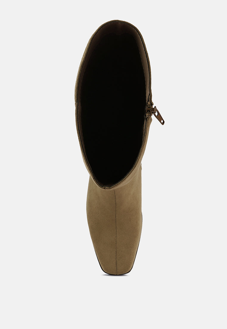 Paytin Faux Leather Block Heel Calf Length Boots-4