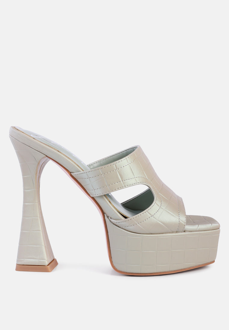 Pda Croc High Heel Platform Sandals-5