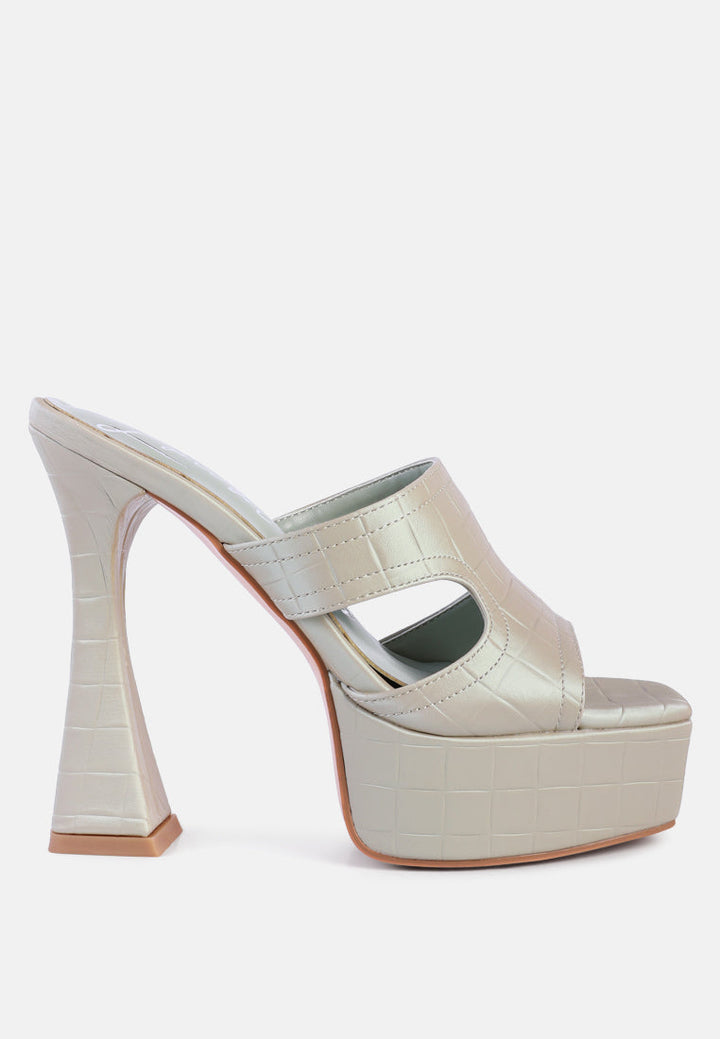 Pda Croc High Heel Platform Sandals-5
