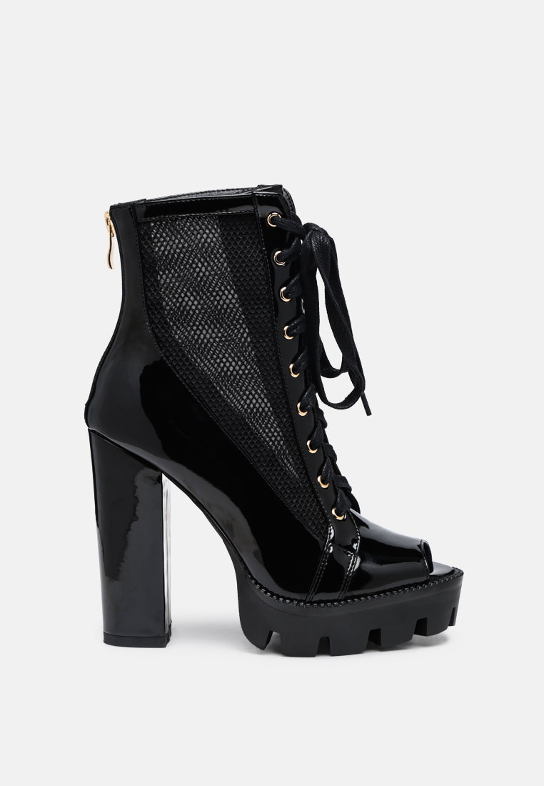 Peepque Peep Toe Lace-Up Booties-0