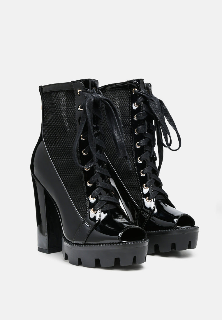 Peepque Peep Toe Lace-Up Booties-1