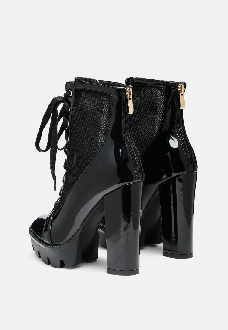 Peepque Peep Toe Lace-Up Booties-2
