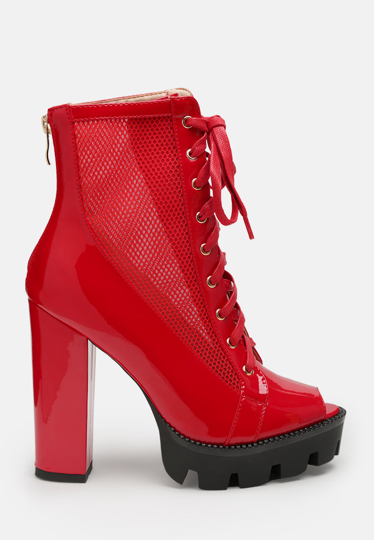 Peepque Peep Toe Lace-Up Booties-5
