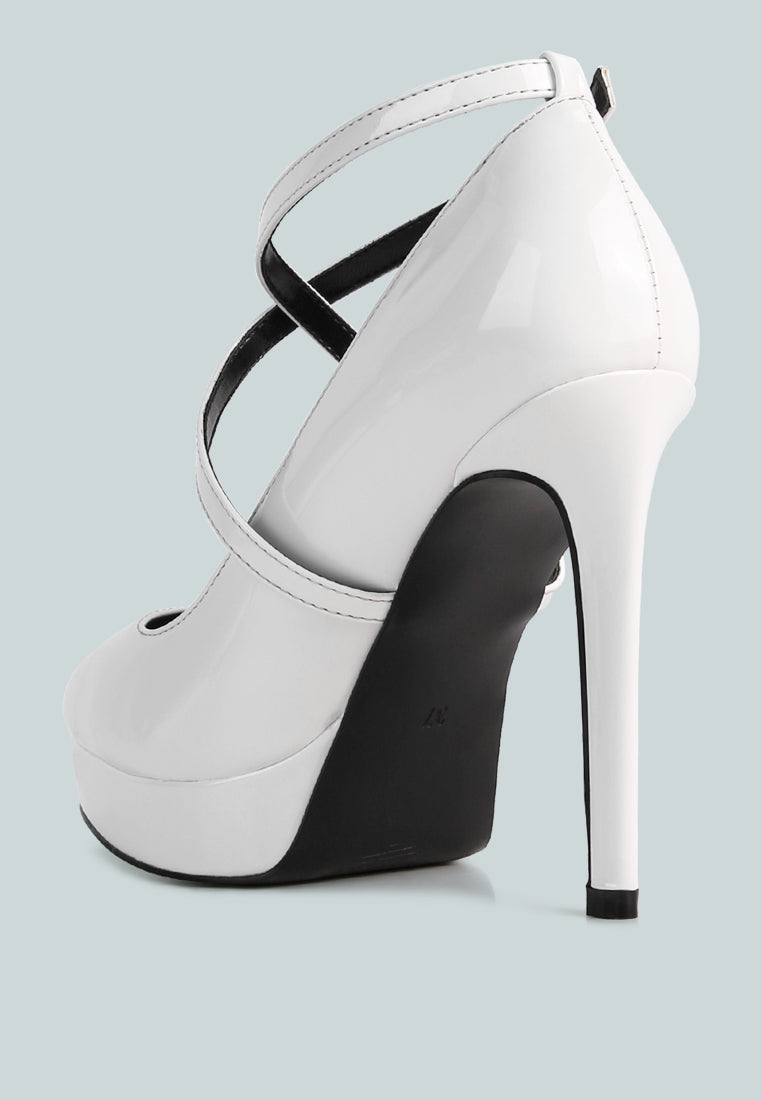Pixie Dust Patent Faux Leather Cross Strap Pumps-2