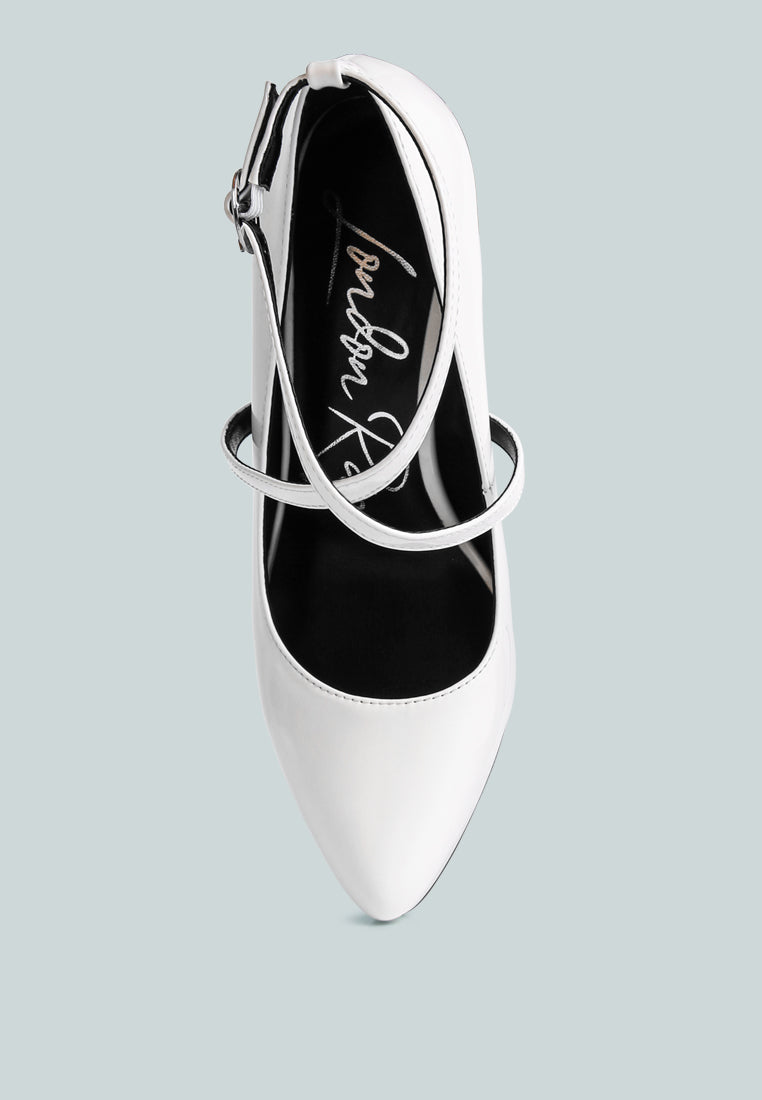 Pixie Dust Patent Faux Leather Cross Strap Pumps-3