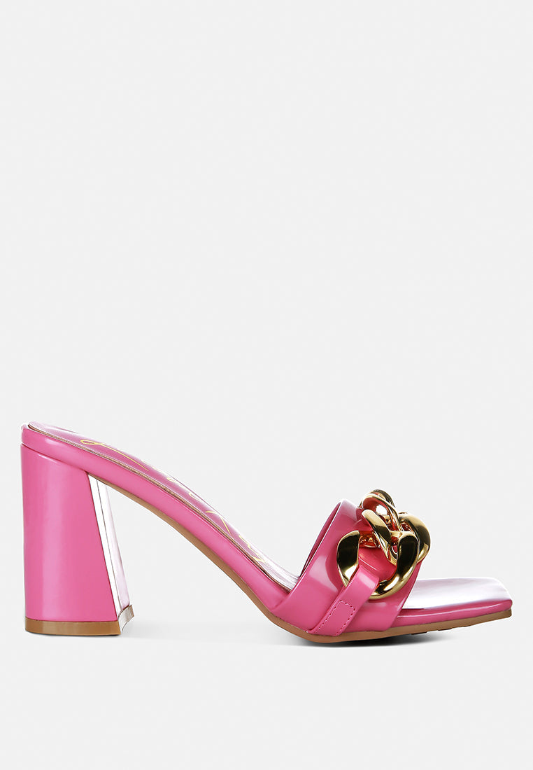Playdoll Block Heel Sandal With Metal Chain Detail-0