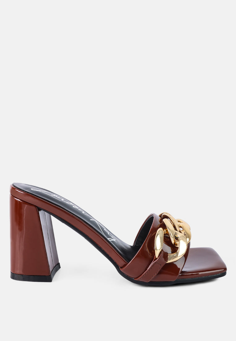 Playdoll Block Heel Sandal With Metal Chain Detail-5