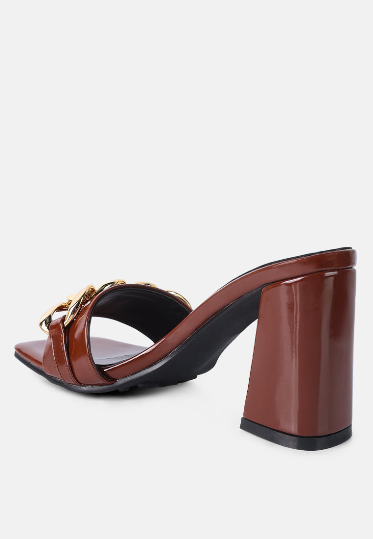 Playdoll Block Heel Sandal With Metal Chain Detail-2