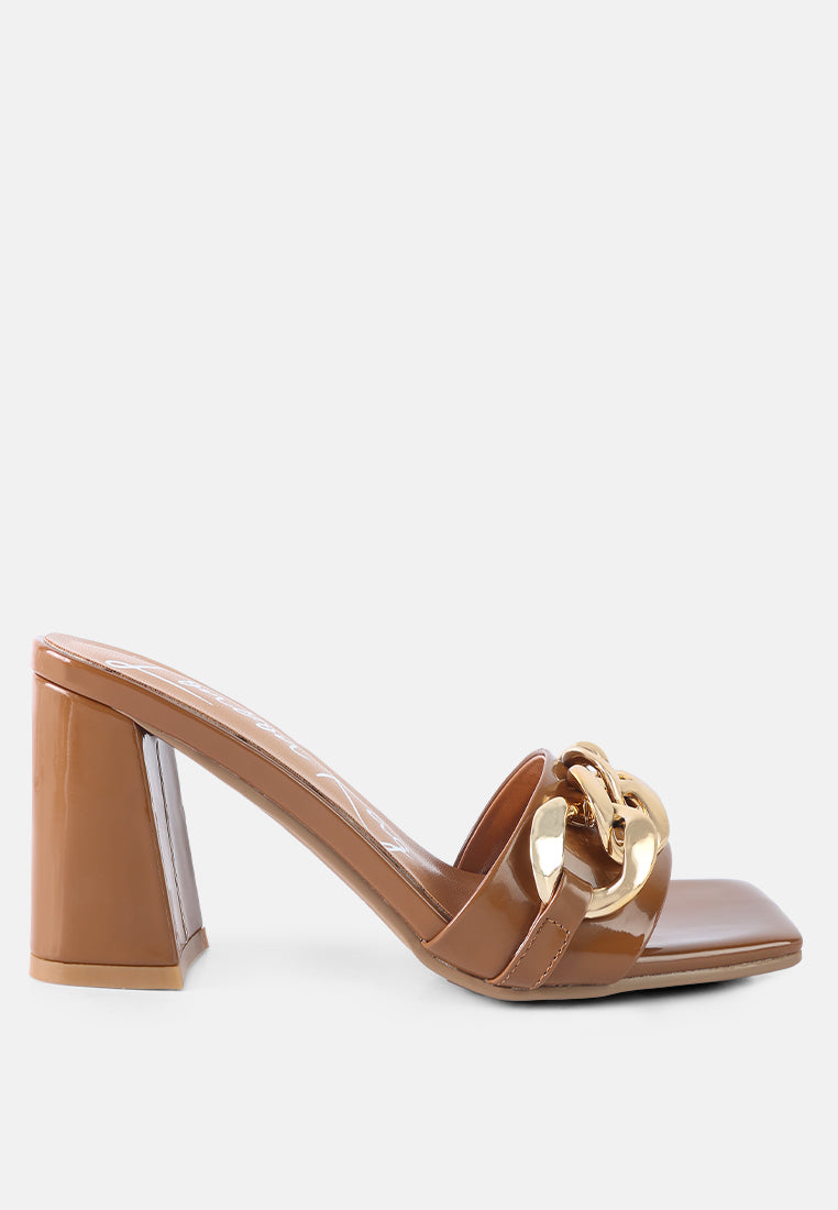 Playdoll Block Heel Sandal With Metal Chain Detail-3