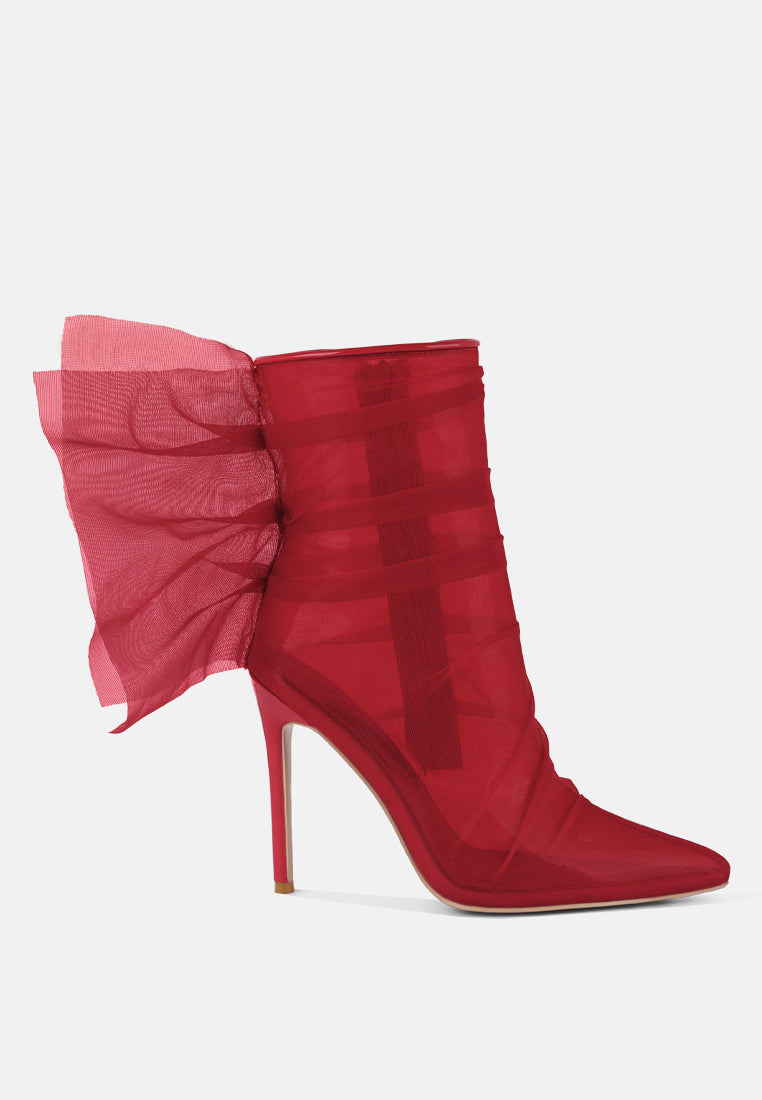 Princess Organza Wrapped Style Heeled Ankle Boots-0
