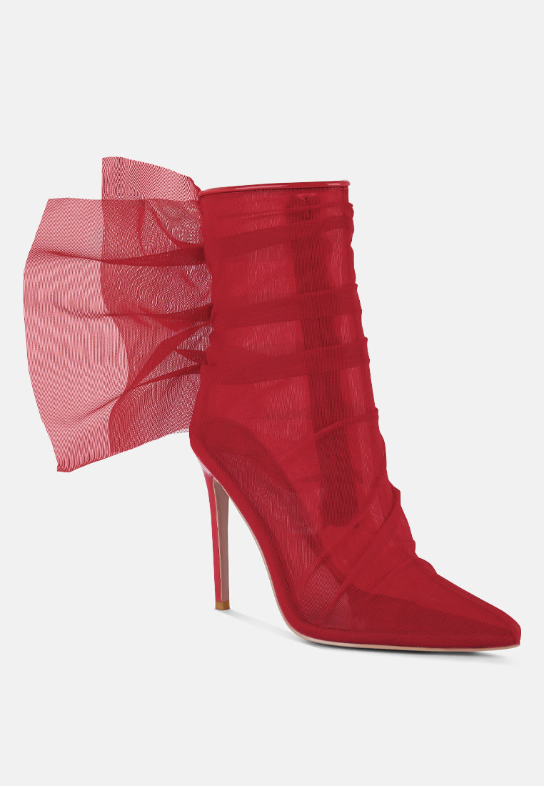 Princess Organza Wrapped Style Heeled Ankle Boots-2