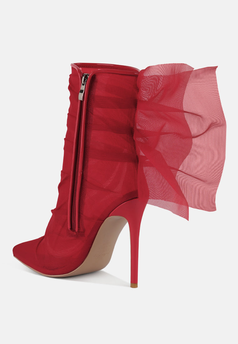 Princess Organza Wrapped Style Heeled Ankle Boots-3
