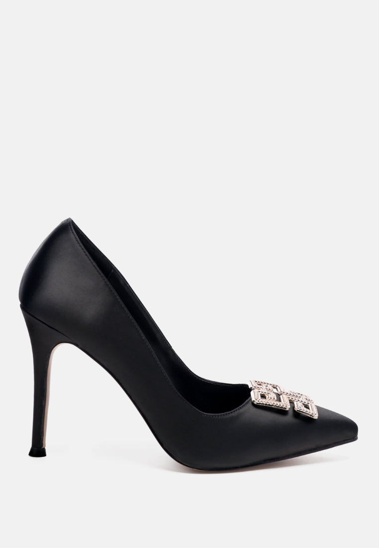 Prisca High Heel Brooch Detail Pumps-0