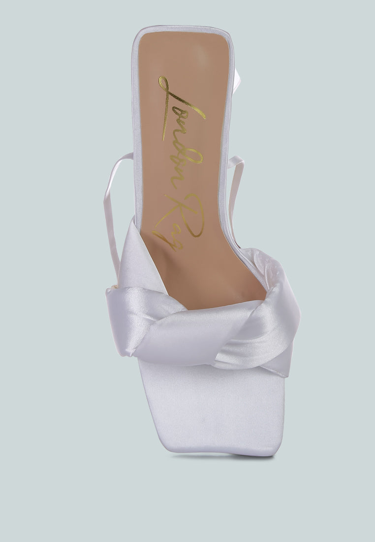 Pristine Satin Strap Triangular Block Heel Sandals-3