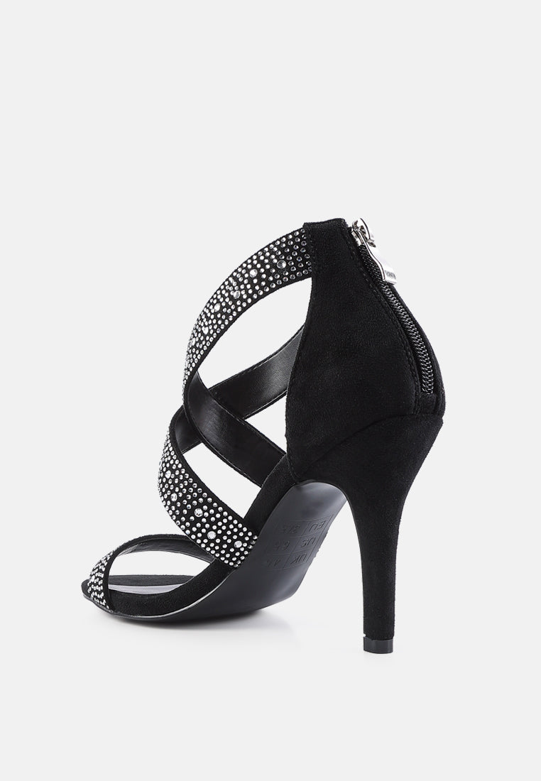 Queen Bee Rhinestone High Heeled Sandals-2