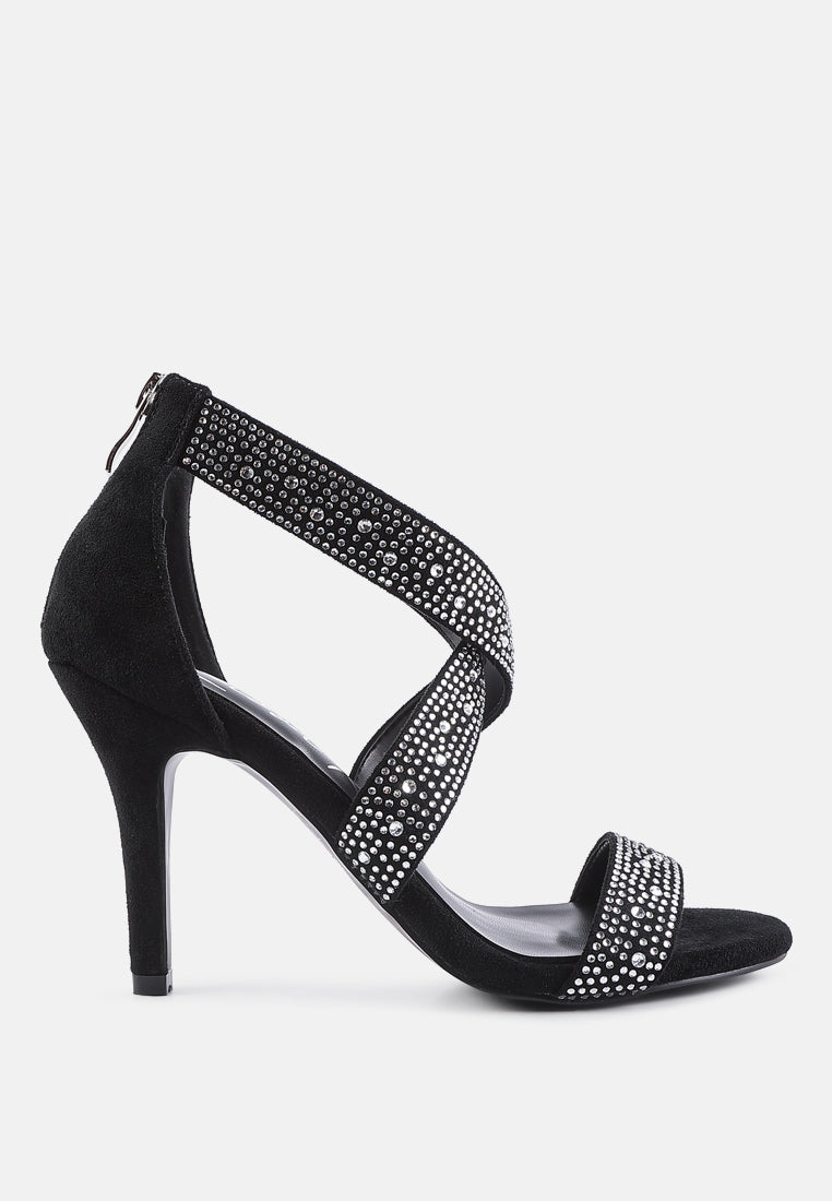 Queen Bee Rhinestone High Heeled Sandals-0