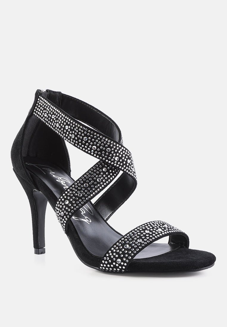 Queen Bee Rhinestone High Heeled Sandals-1