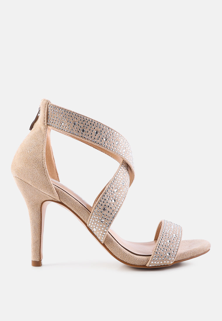 Queen Bee Rhinestone High Heeled Sandals-5