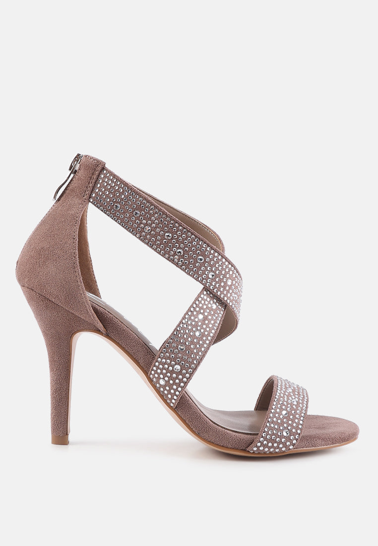 Queen Bee Rhinestone High Heeled Sandals-6
