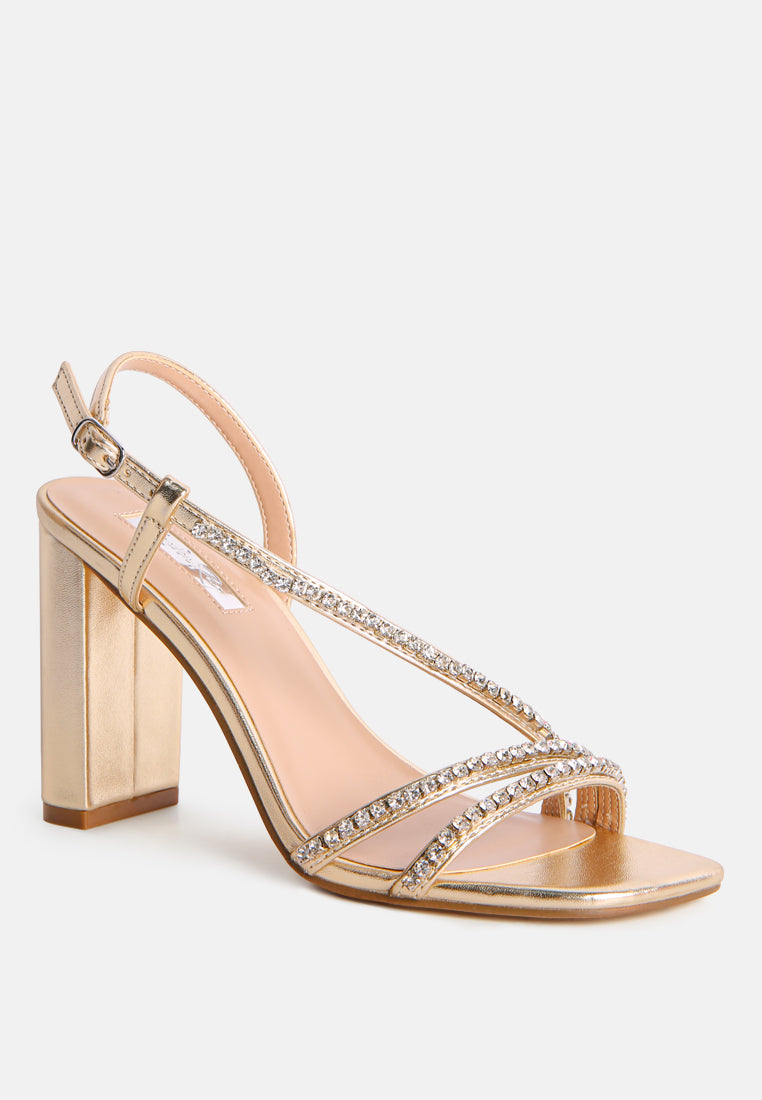 Raisins Pie Diamante Embellished Block Heel Sandals-1