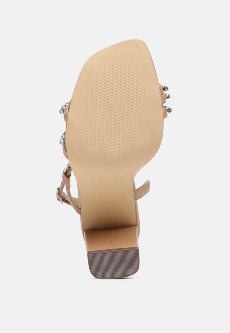 Raisins Pie Diamante Embellished Block Heel Sandals-4