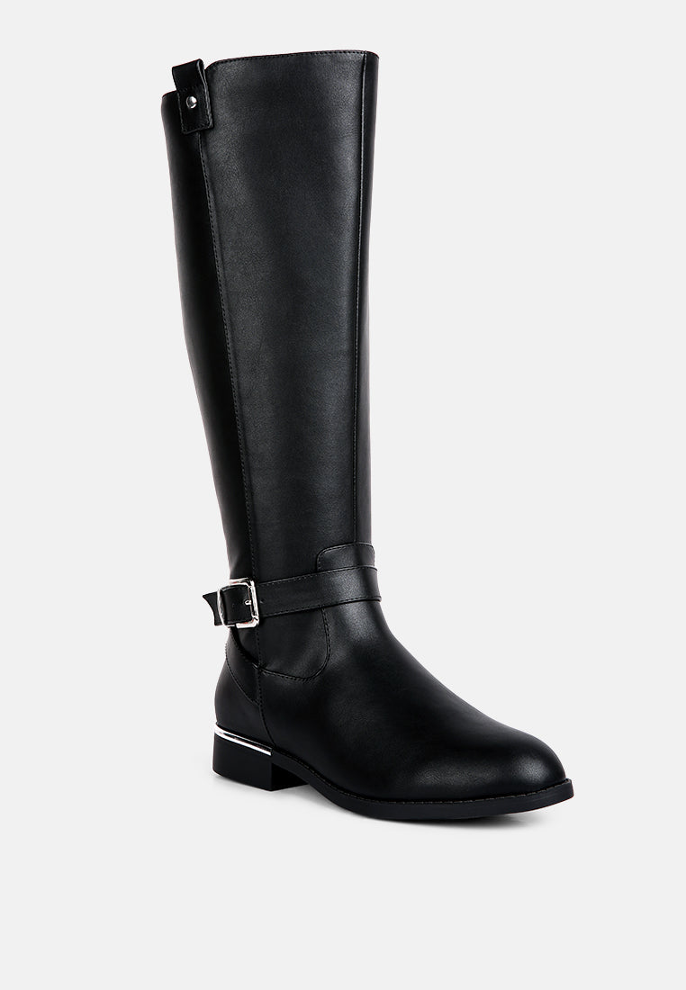 Renny Buckle Strap Embellished Calf Boots-2
