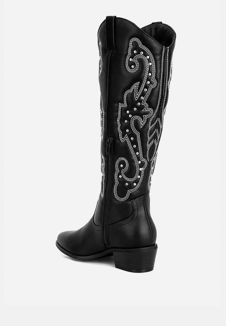 Reyes Patchwork Studded Cowboy Boots-3