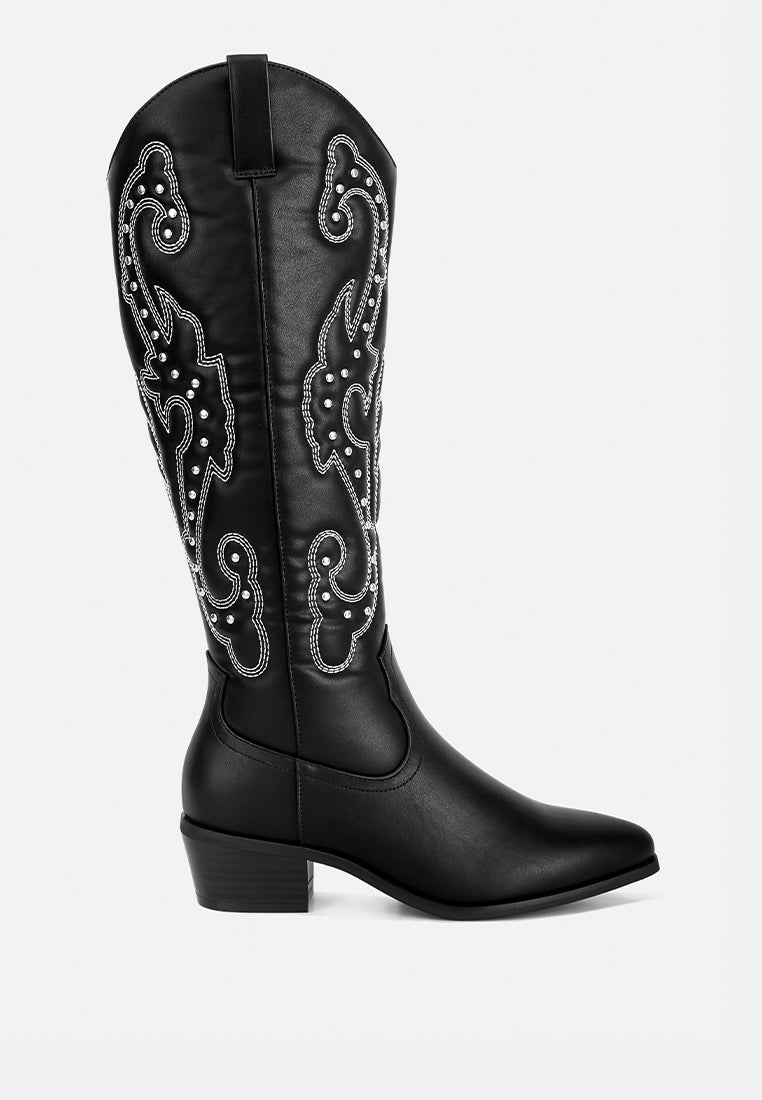 Reyes Patchwork Studded Cowboy Boots-0