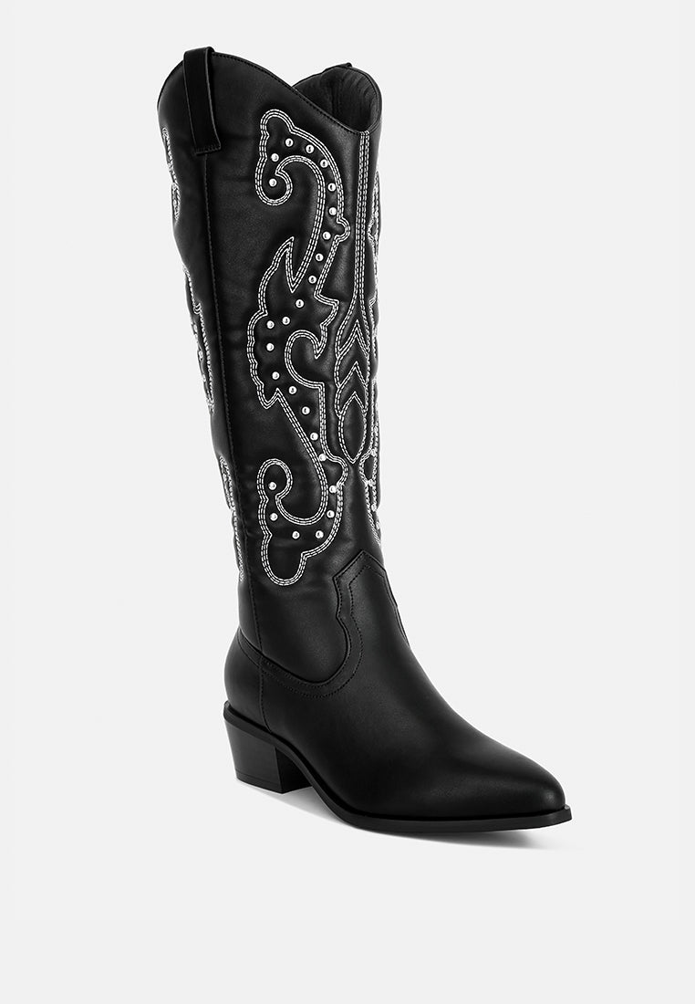 Reyes Patchwork Studded Cowboy Boots-2
