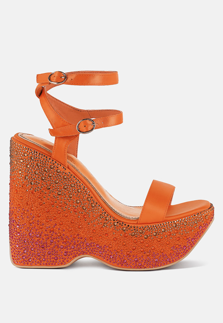 Richness Rhinestones Embellished Ultra High Wedge Sandals-5