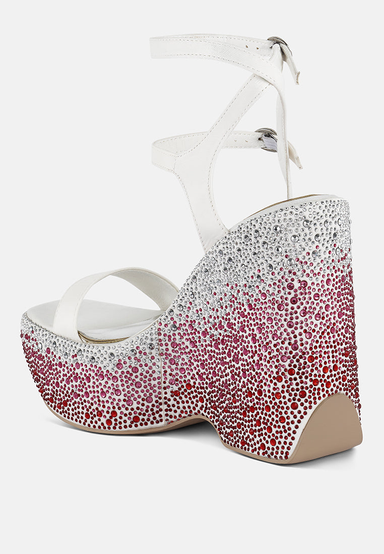 Richness Rhinestones Embellished Ultra High Wedge Sandals-2