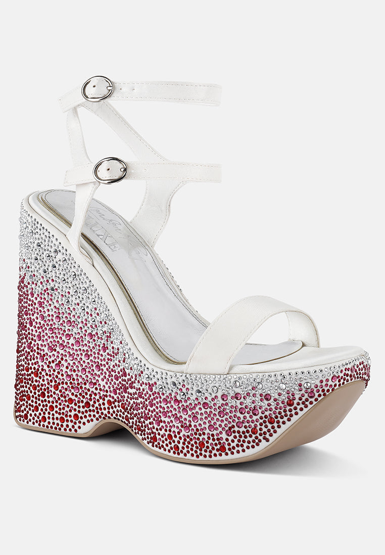 Richness Rhinestones Embellished Ultra High Wedge Sandals-1