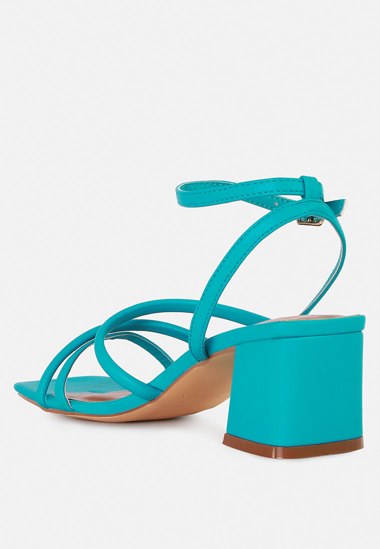 Right Pose Faux Leather Block Heel Sandals-2