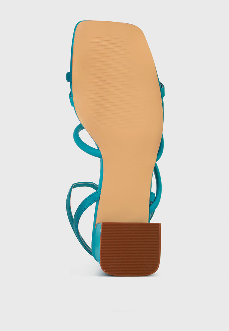 Right Pose Faux Leather Block Heel Sandals-4