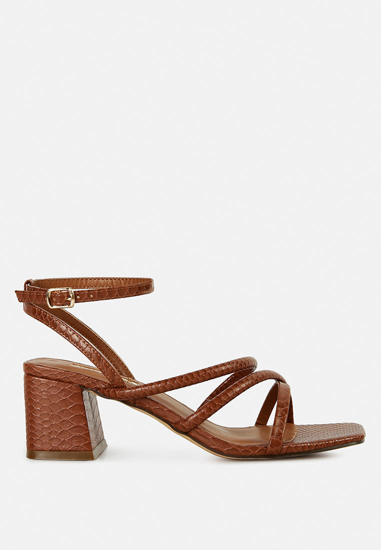 Right Pose Faux Leather Block Heel Sandals-8
