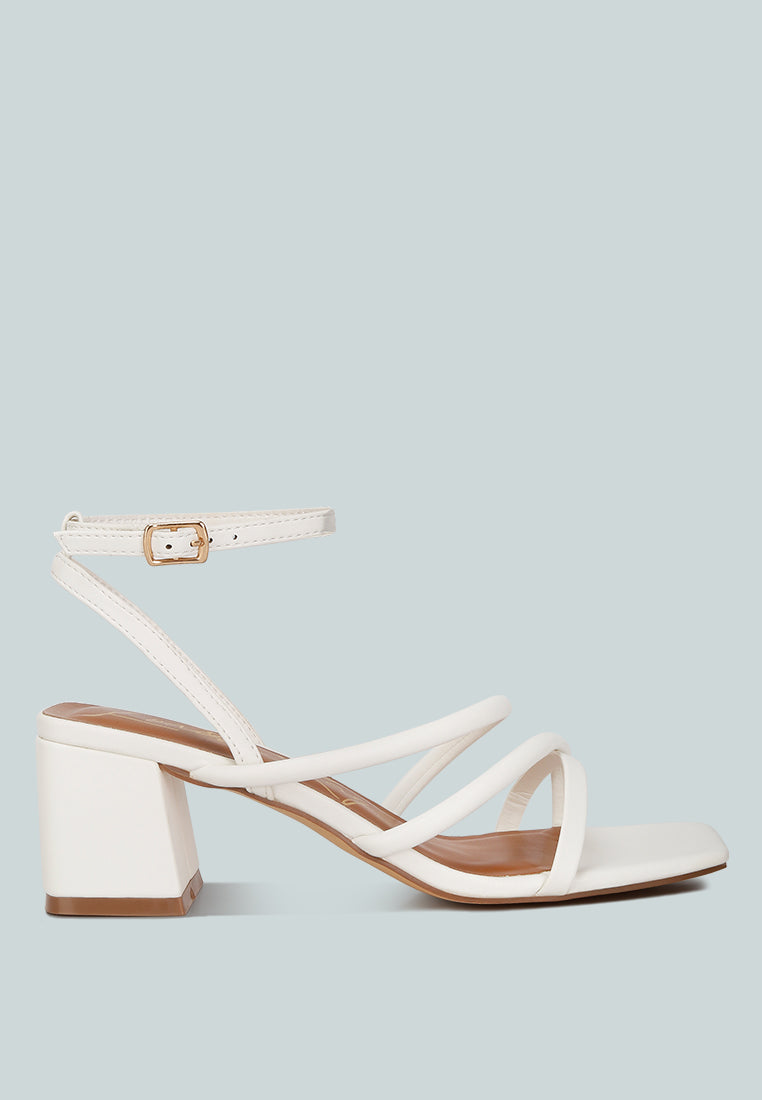 Right Pose Faux Leather Block Heel Sandals-5