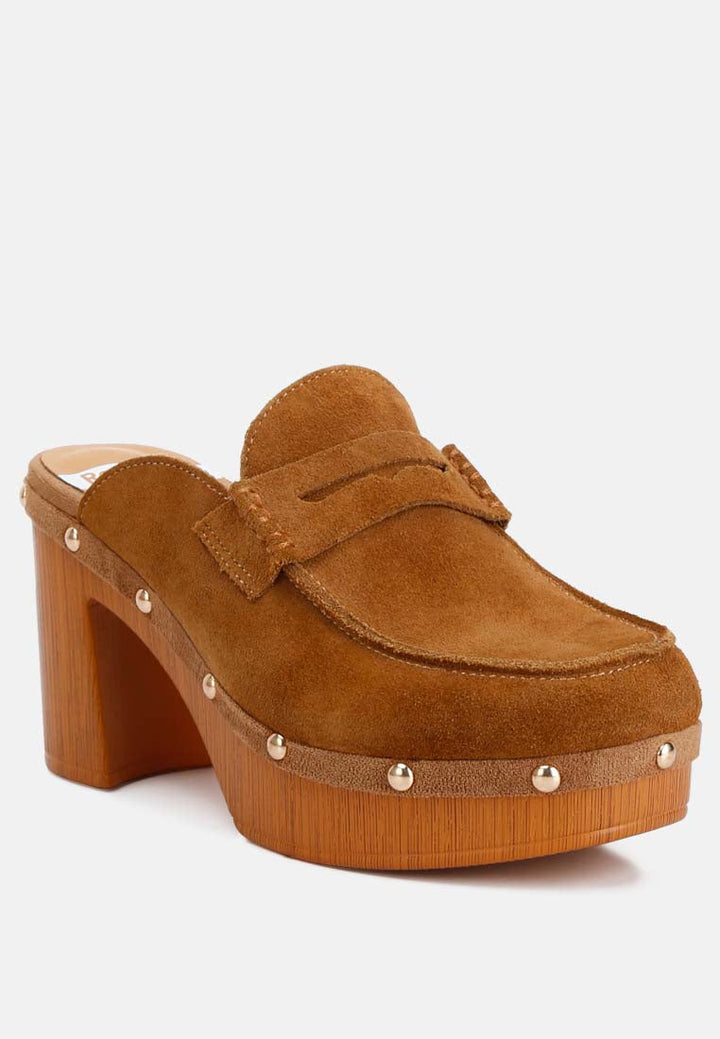 Riley Genuine Suede Platform Clogs-1