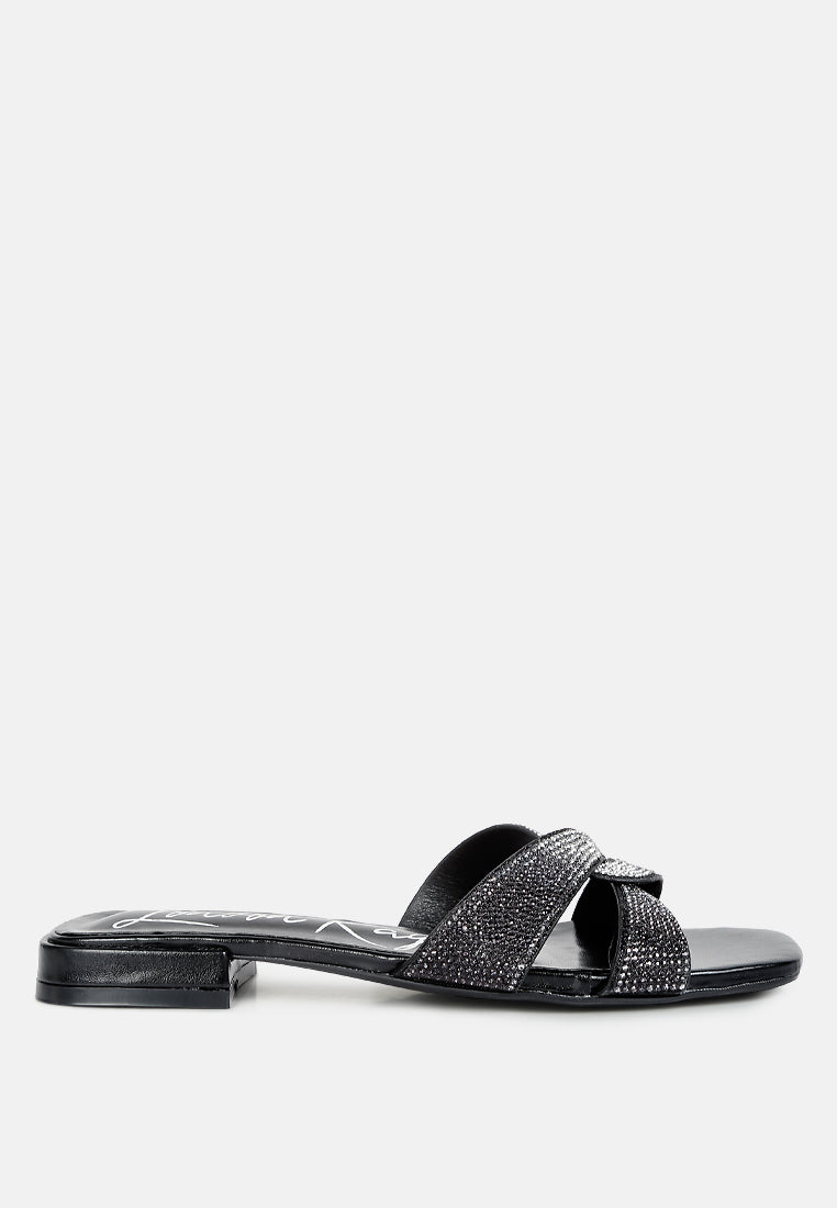 Rum Cake Cross Strap Rhinestone Sandals-5