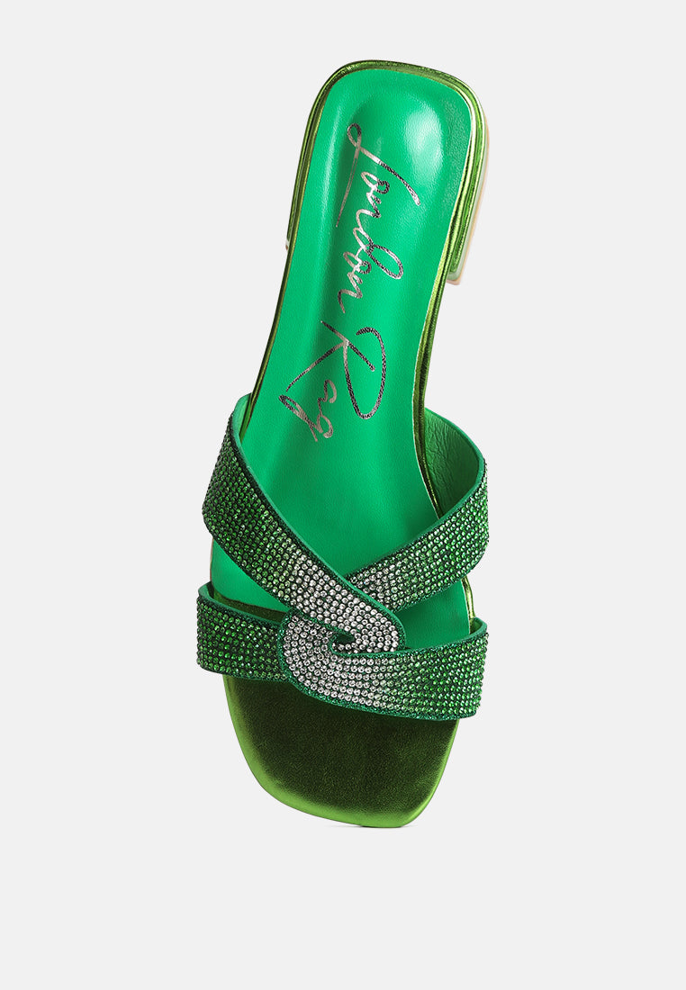 Rum Cake Cross Strap Rhinestone Sandals-3