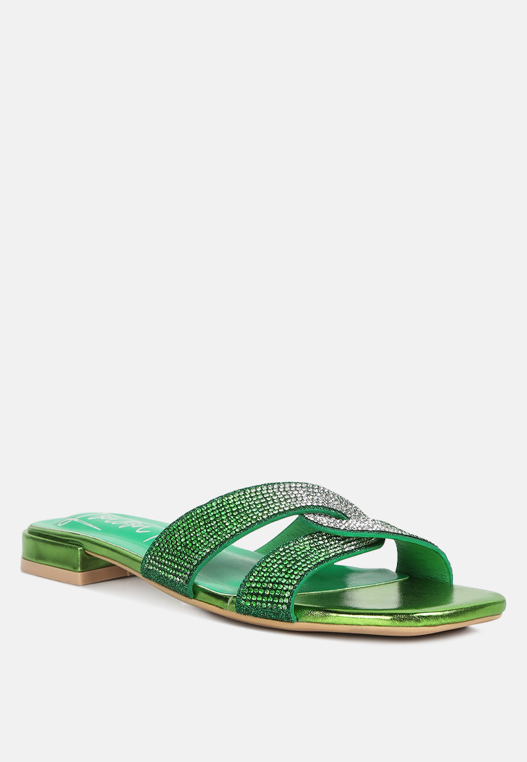 Rum Cake Cross Strap Rhinestone Sandals-1