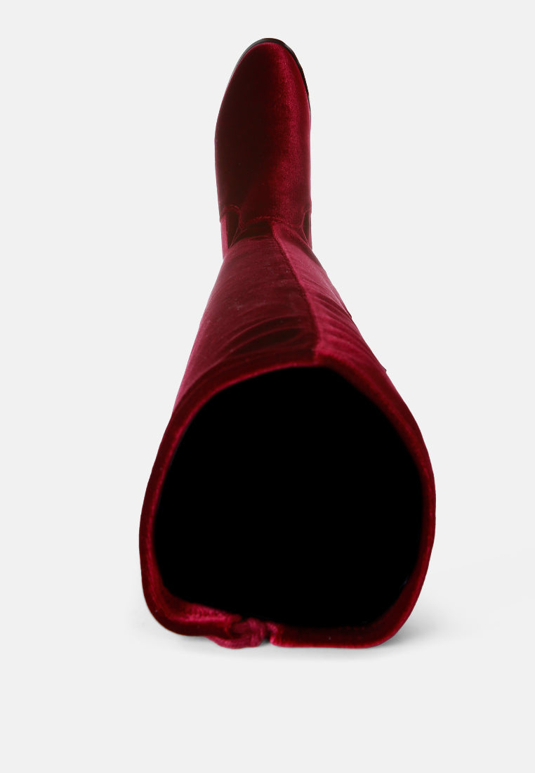 Rumple Velvet Over The Knee Clear Heel Boots-3