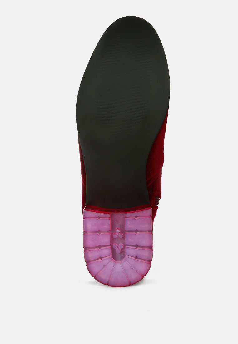 Rumple Velvet Over The Knee Clear Heel Boots-4